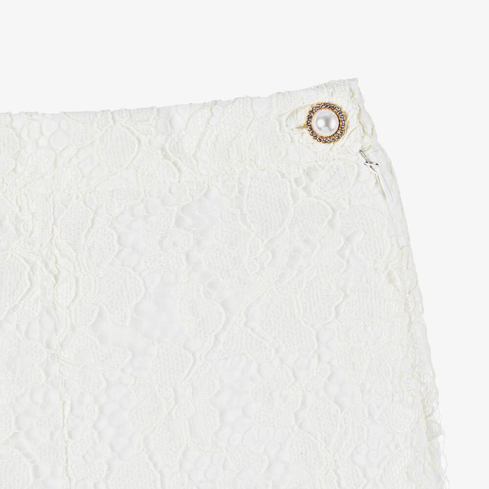 Patachou-Girls Ivory Cotton & Lace Trousers | Childrensalon Outlet