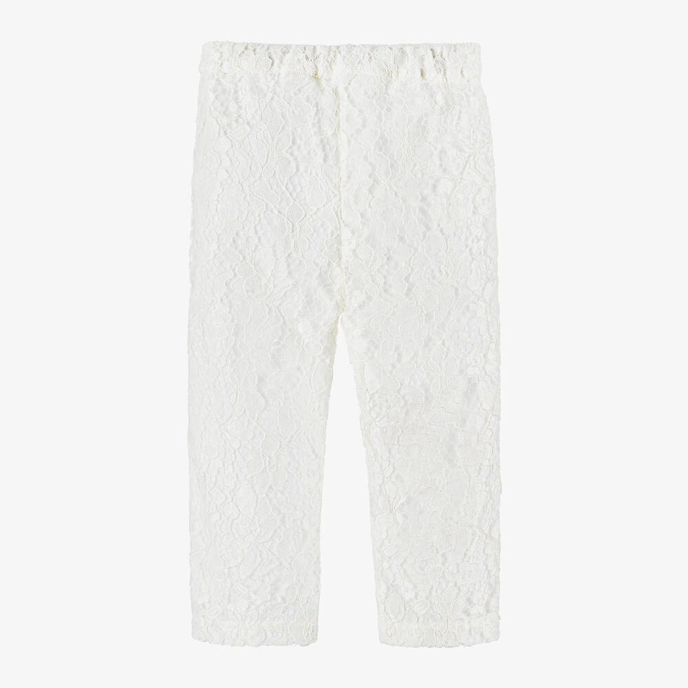Patachou-Girls Ivory Cotton & Lace Trousers | Childrensalon Outlet
