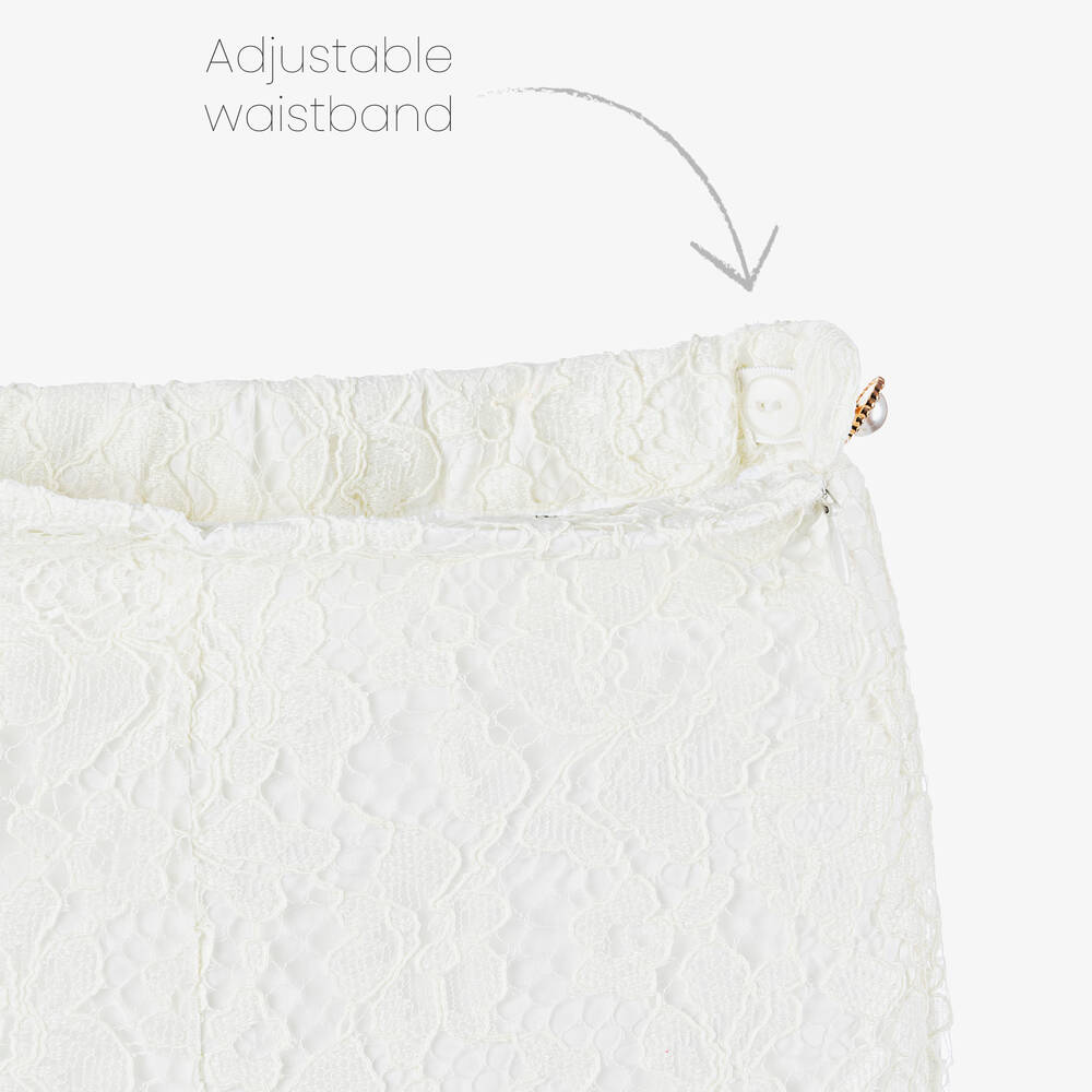 Patachou-Girls Ivory Cotton & Lace Trousers | Childrensalon Outlet