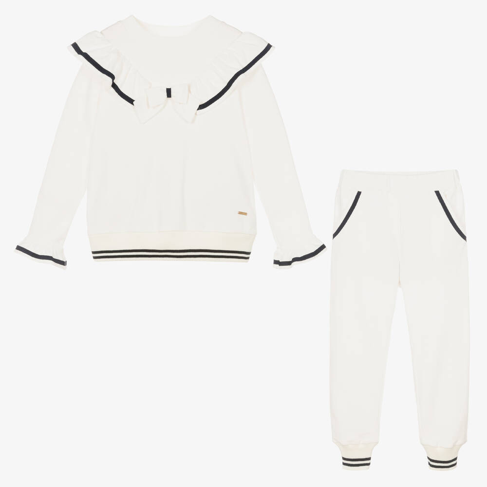 Patachou Girls Ivory Cotton Tracksuit Childrensalon Outlet