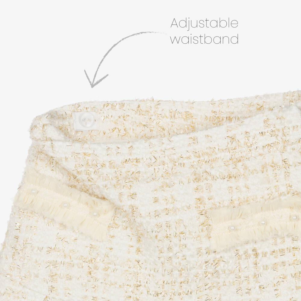 Patachou-تنورة تويد قطن لون عاجي | Childrensalon Outlet