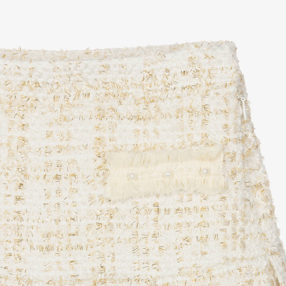 Patachou-تنورة تويد قطن لون عاجي | Childrensalon Outlet