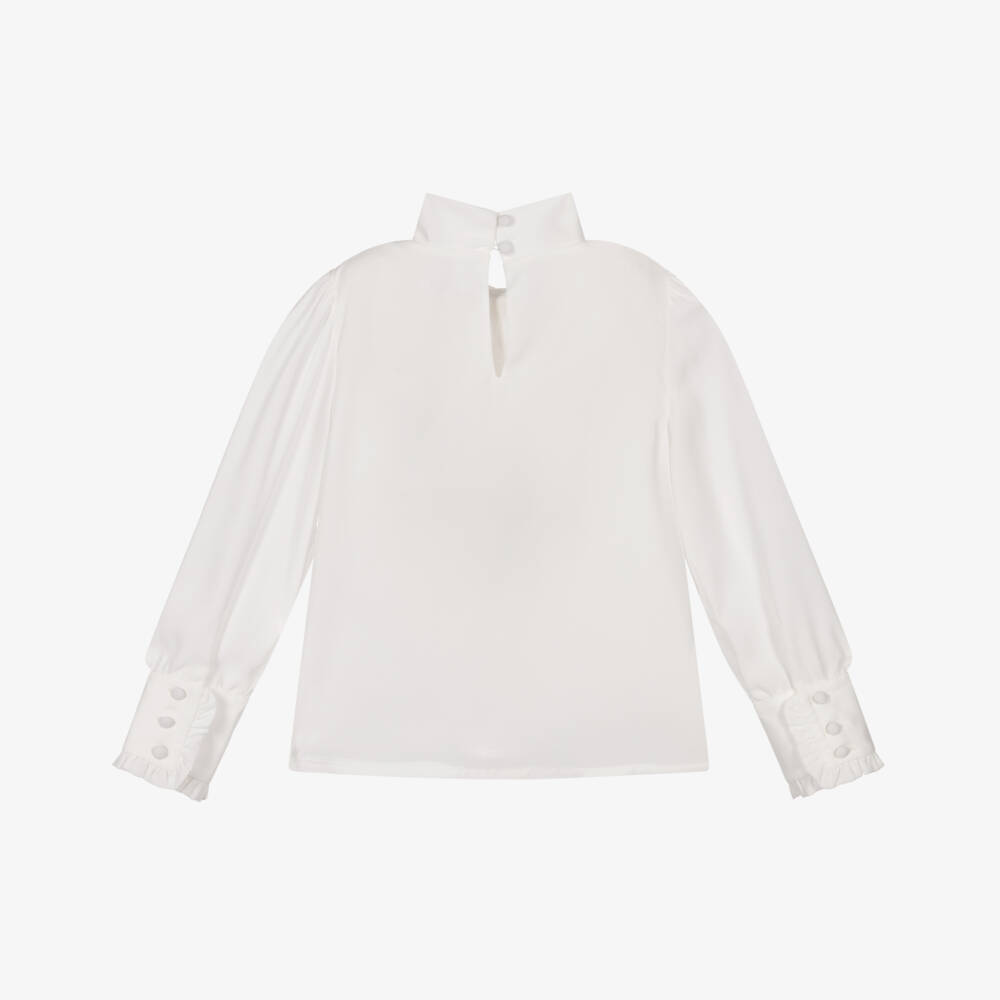 Patachou-Girls Ivory Crêpe Bow Blouse | Childrensalon Outlet