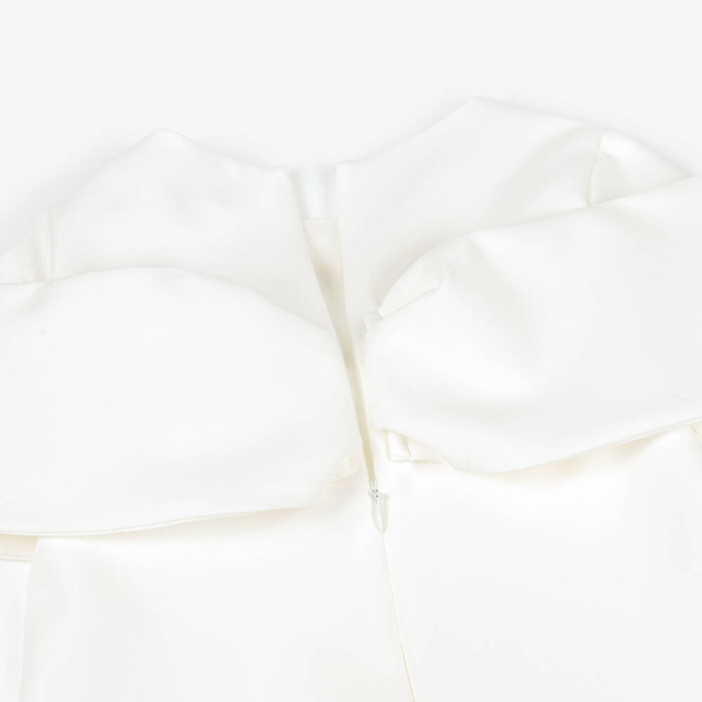 Patachou-Girls Ivory Crêpe Dress with Rhinestone Bow | Childrensalon Outlet