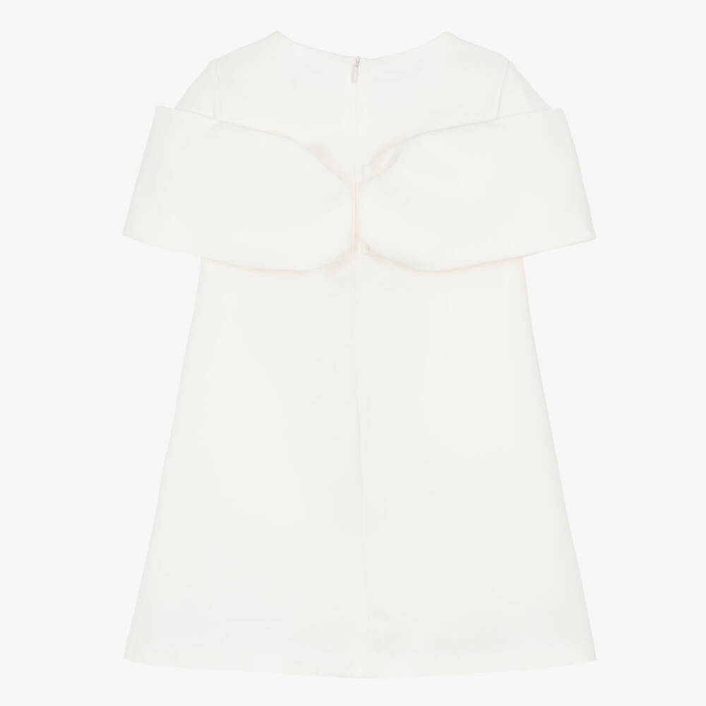 Patachou-Girls Ivory Crêpe Dress with Rhinestone Bow | Childrensalon Outlet