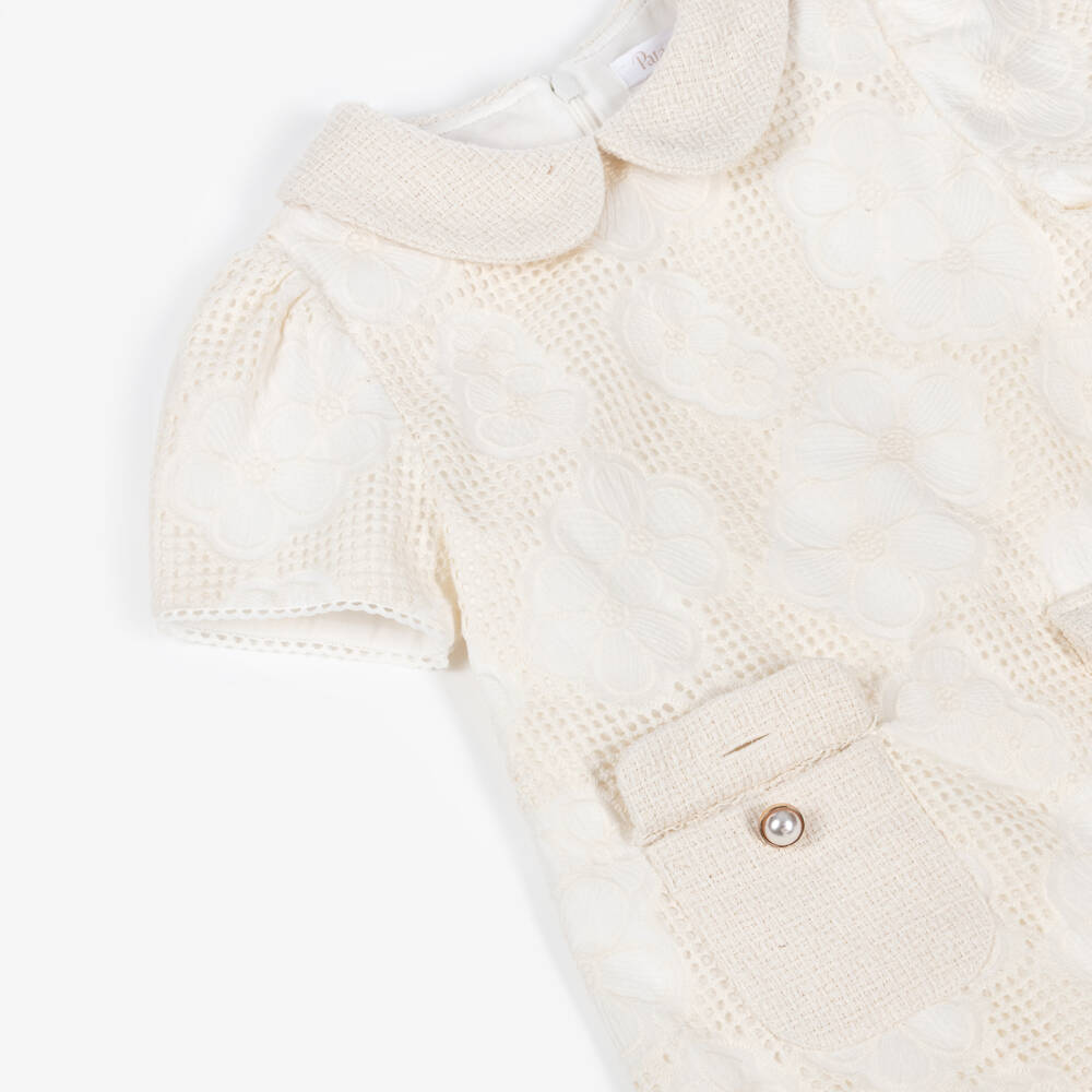 Patachou-Girls Ivory Cutwork Lace Dress | Childrensalon Outlet