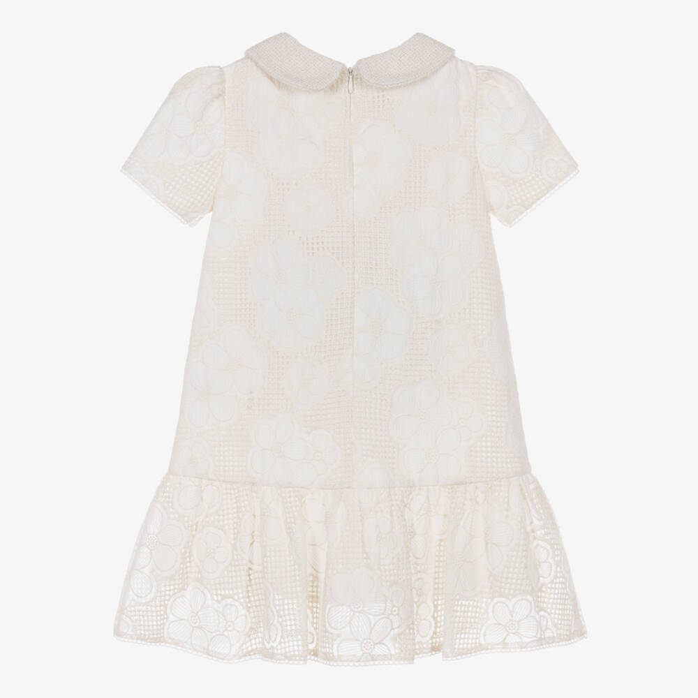 Patachou-Girls Ivory Cutwork Lace Dress | Childrensalon Outlet