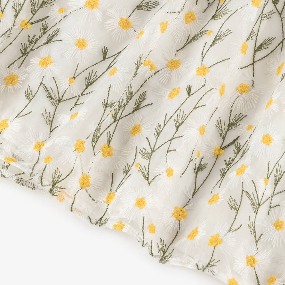 Patachou-Girls Ivory Daisy Embroidered Organza Dress | Childrensalon Outlet