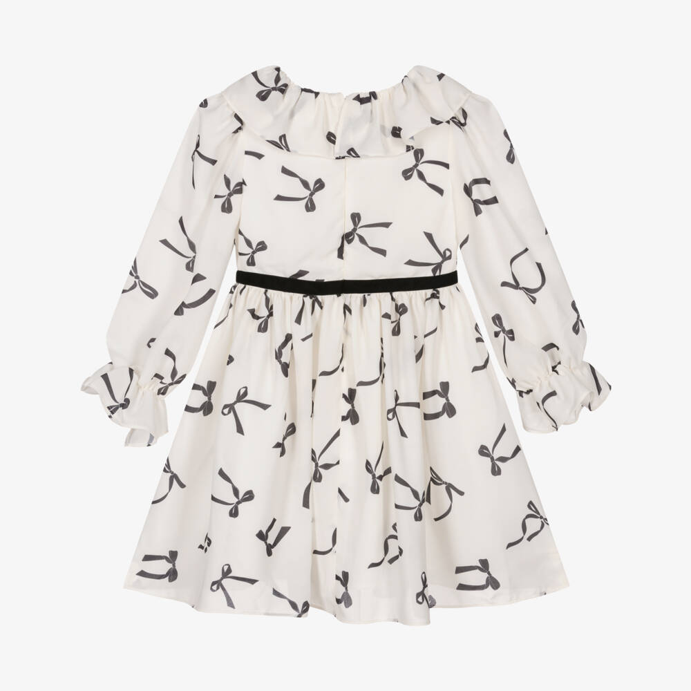 Patachou-فستان عاجي للبنات بتفاصيل سوداء | Childrensalon Outlet