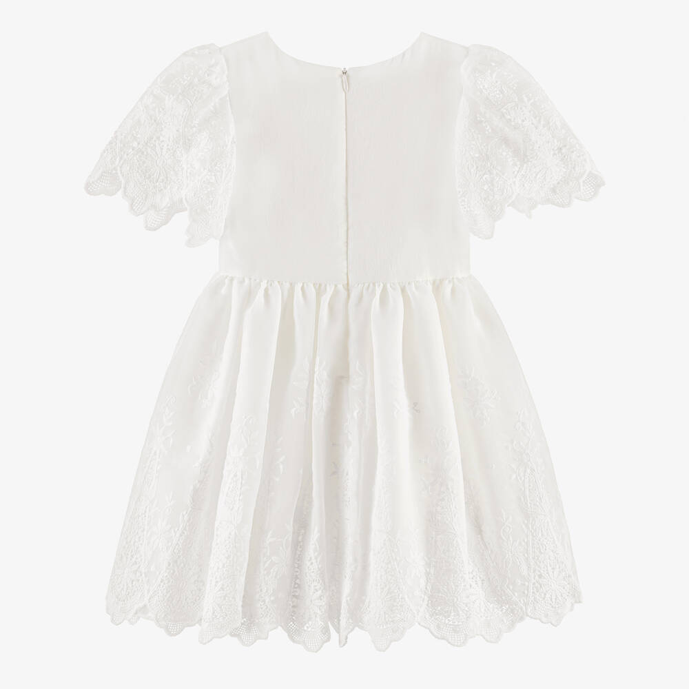 Patachou-فستان قطن شيفون مطرز لون عاجي | Childrensalon Outlet