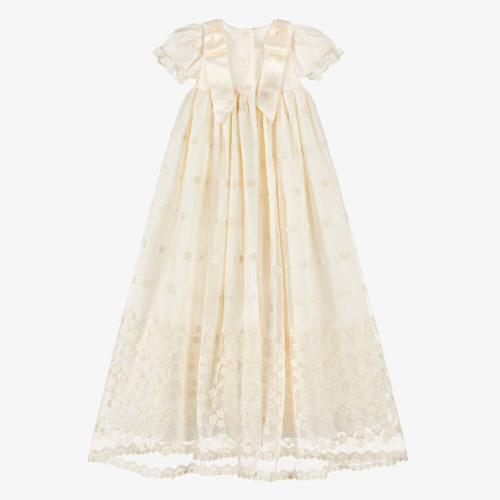 Patachou-Girls Ivory Embroidered Tulle Ceremony Gown | Childrensalon Outlet