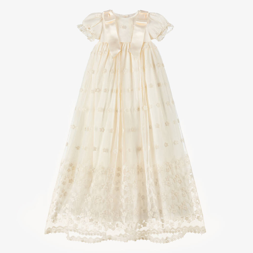 Patachou-Girls Ivory Embroidered Tulle Ceremony Gown | Childrensalon Outlet
