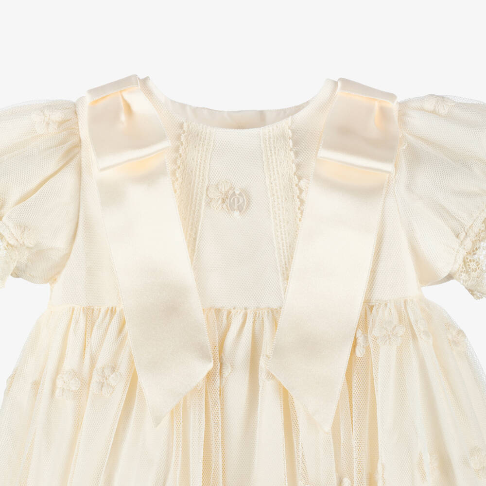 Patachou-Girls Ivory Embroidered Tulle Ceremony Gown | Childrensalon Outlet