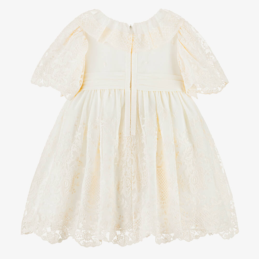 Patachou-Girls Ivory Embroidered Tulle Dress | Childrensalon Outlet
