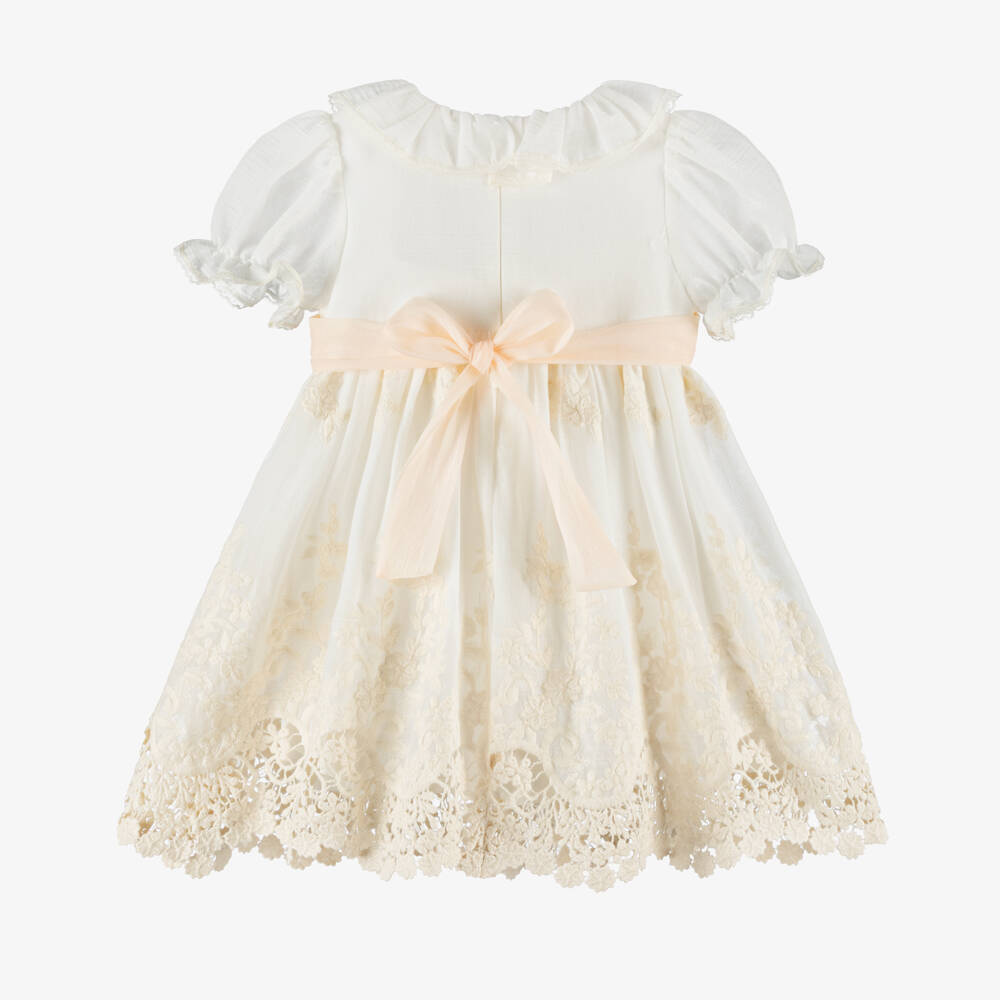 Patachou-Girls Ivory Embroidered Voile Dress | Childrensalon Outlet