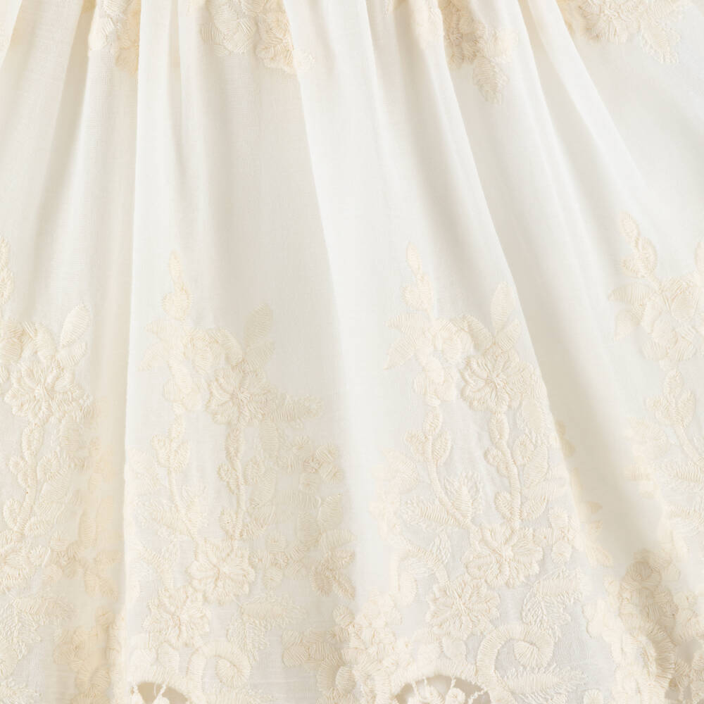 Patachou-Girls Ivory Embroidered Voile Dress | Childrensalon Outlet