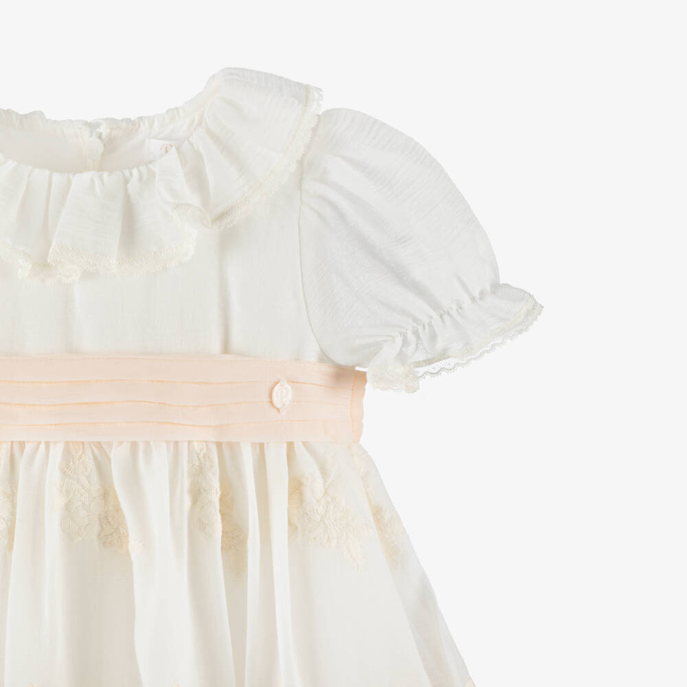 Patachou-Girls Ivory Embroidered Voile Dress | Childrensalon Outlet