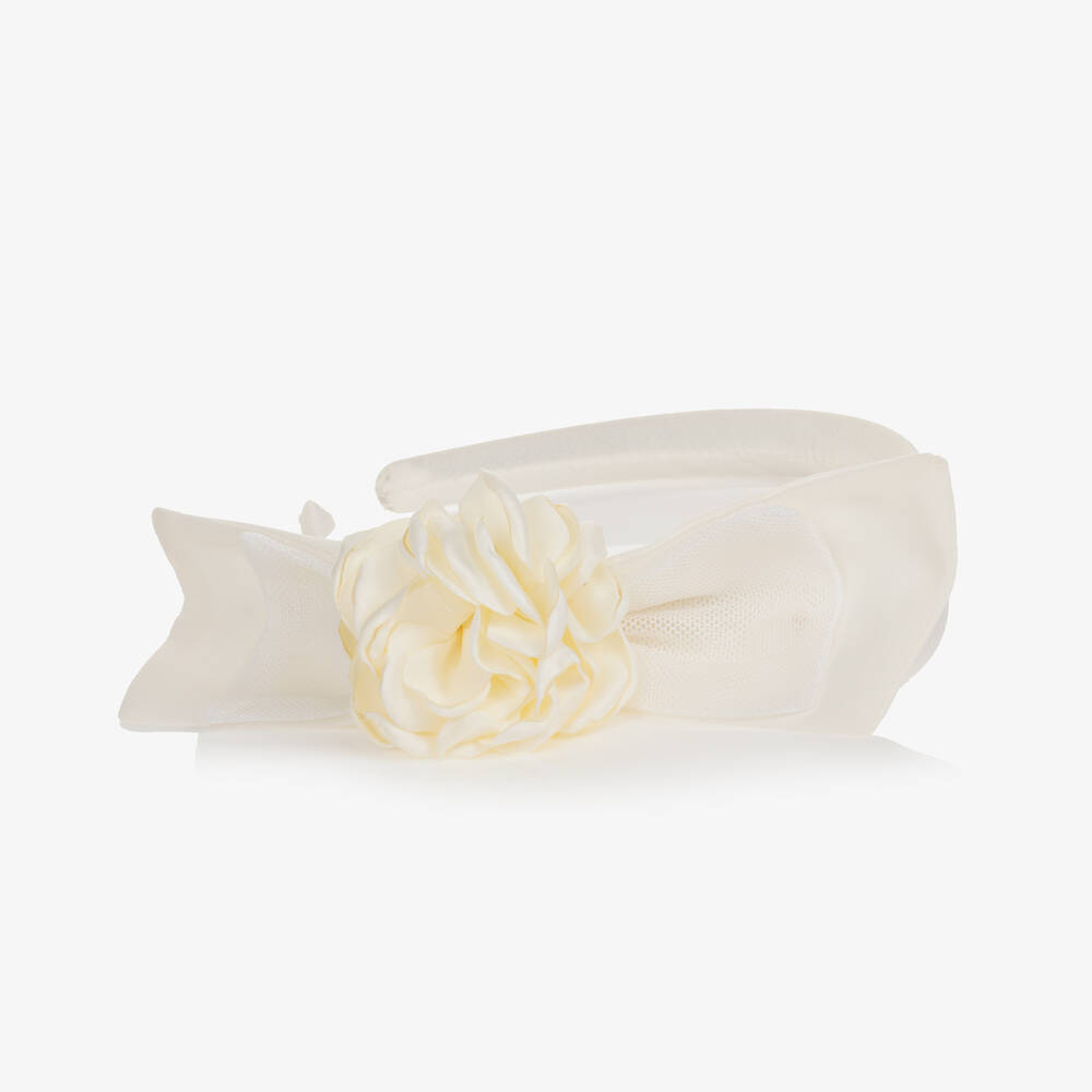 Patachou-Girls Ivory Floral Bow Hairband | Childrensalon Outlet