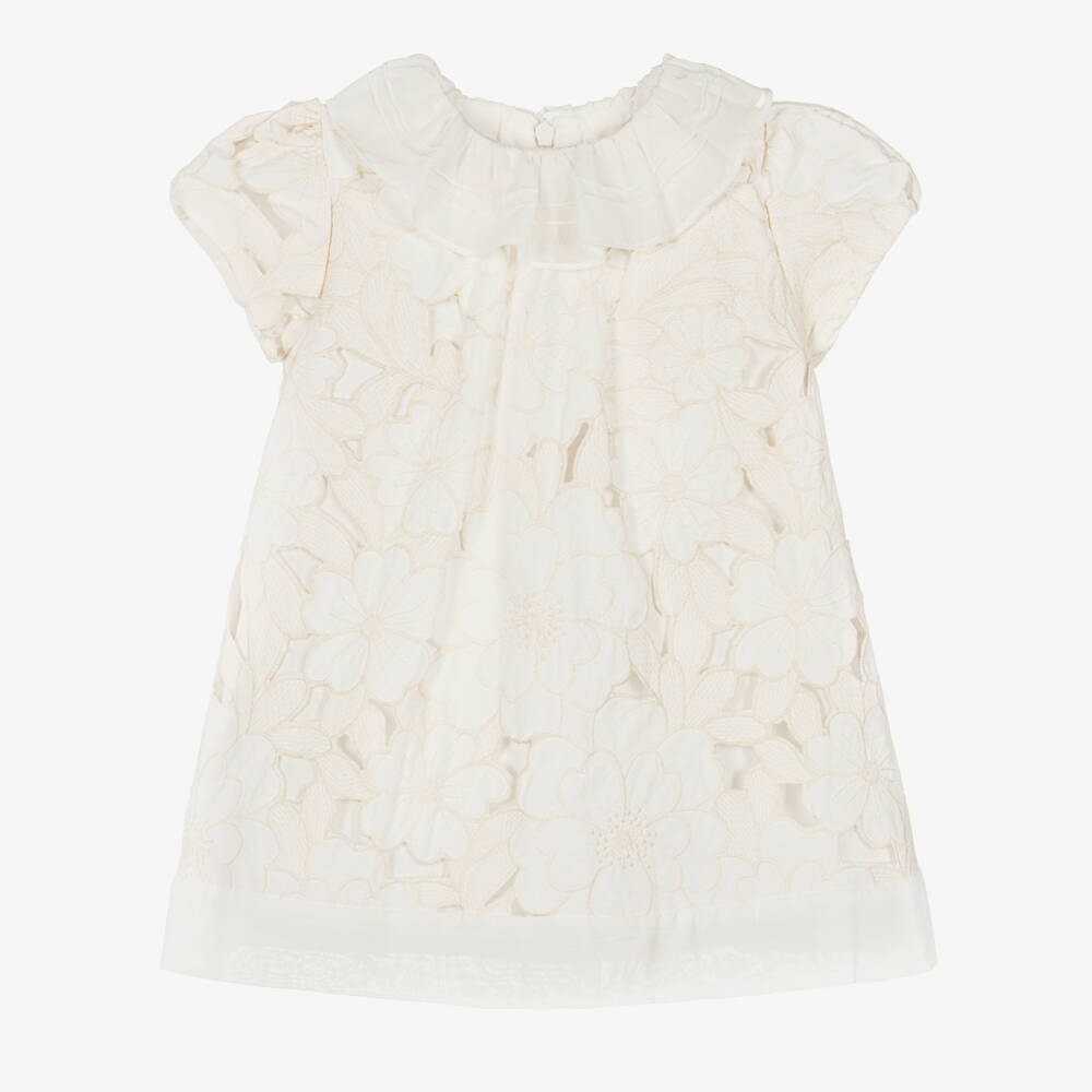 Patachou-Girls Ivory Floral Broderie Dress | Childrensalon Outlet