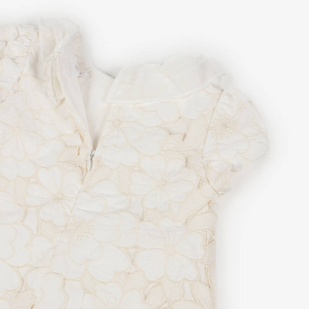 Patachou-Girls Ivory Floral Broderie Dress | Childrensalon Outlet