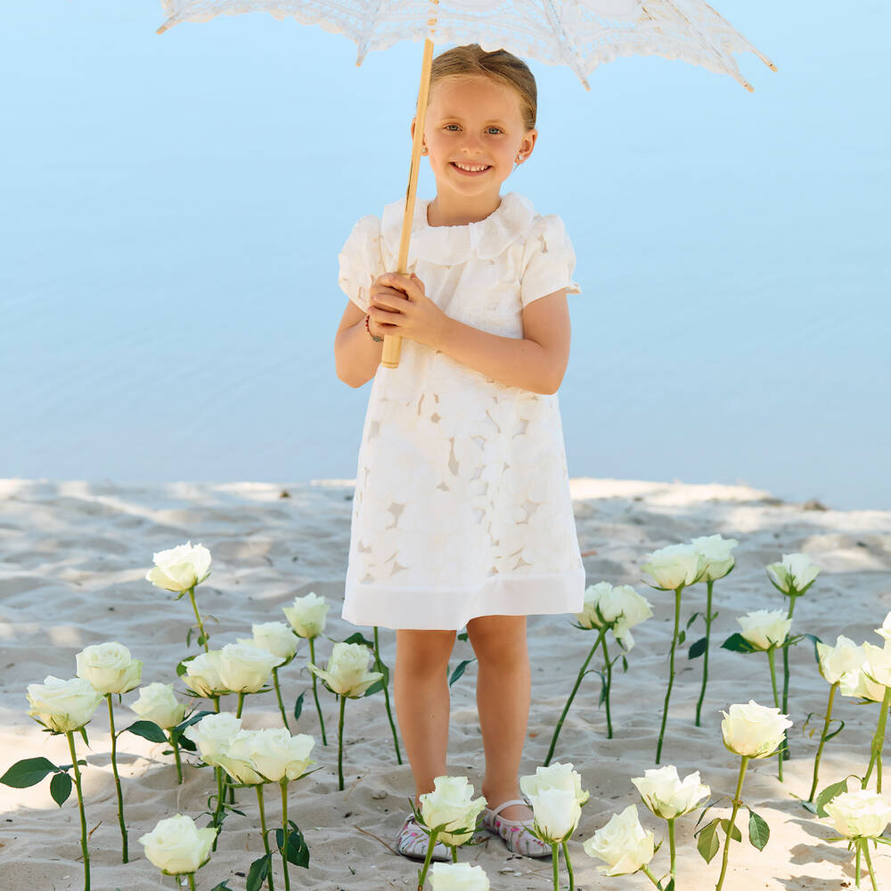 Patachou-Girls Ivory Floral Broderie Dress | Childrensalon Outlet