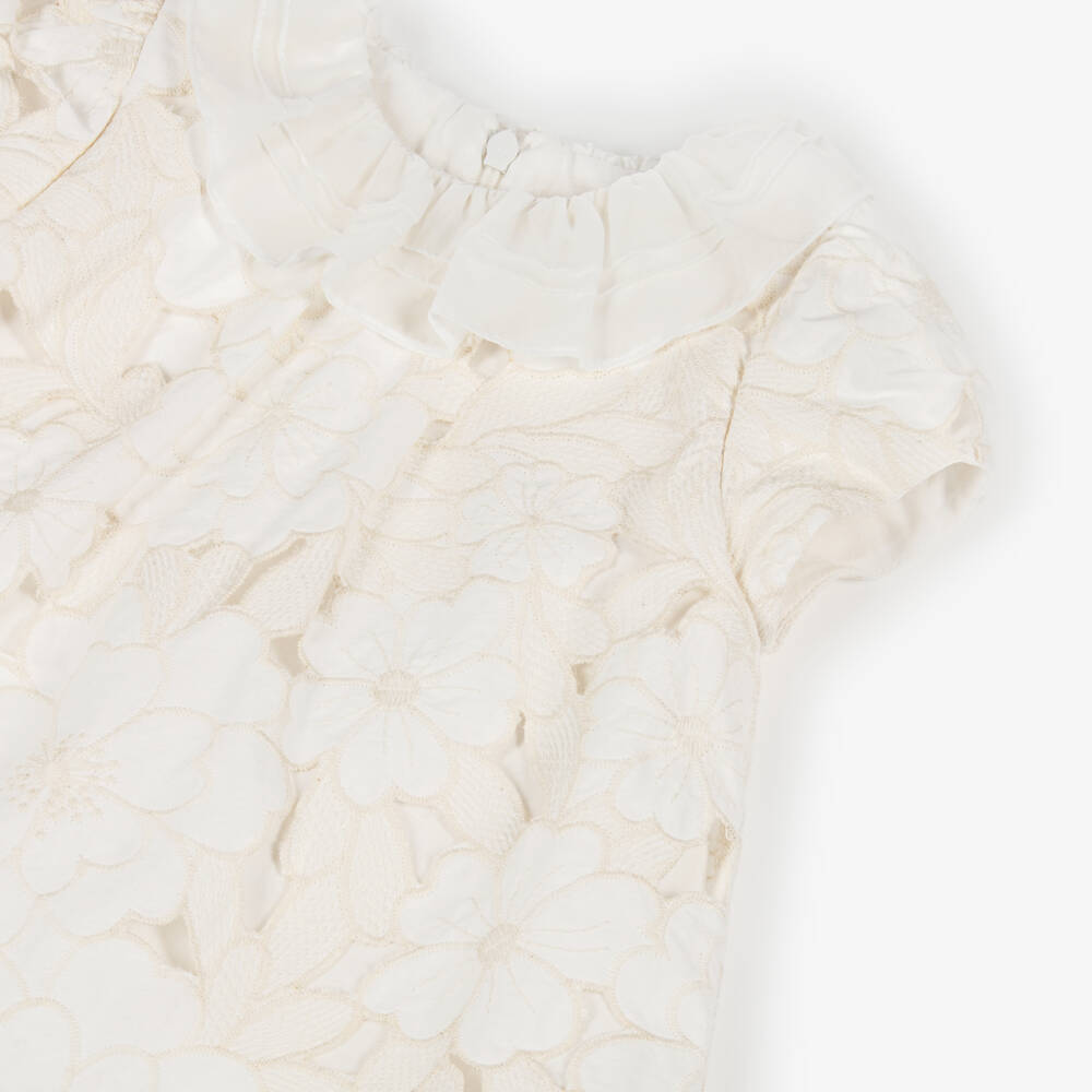 Patachou-Girls Ivory Floral Broderie Dress | Childrensalon Outlet
