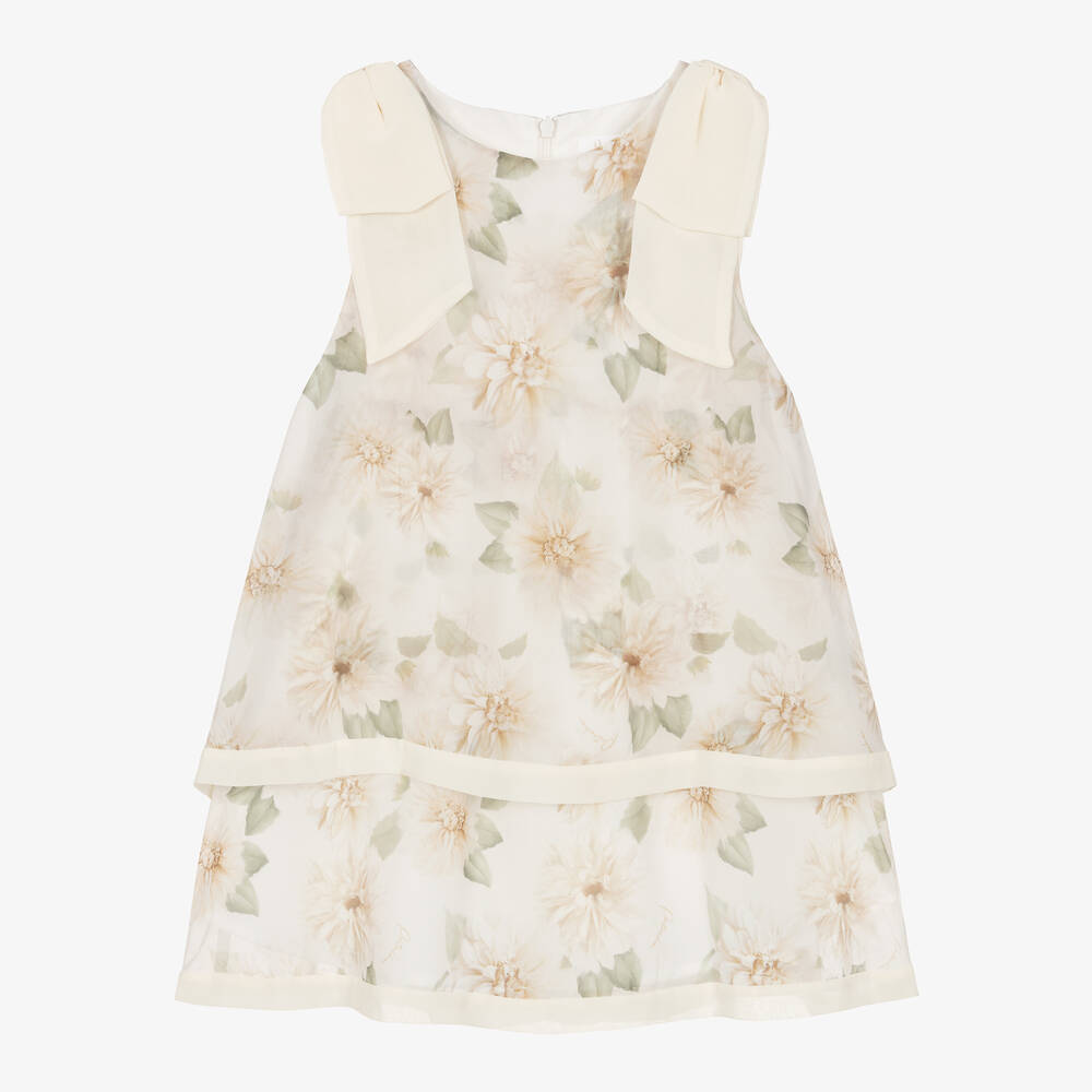 Patachou-Girls Ivory Floral Chiffon Dress | Childrensalon Outlet