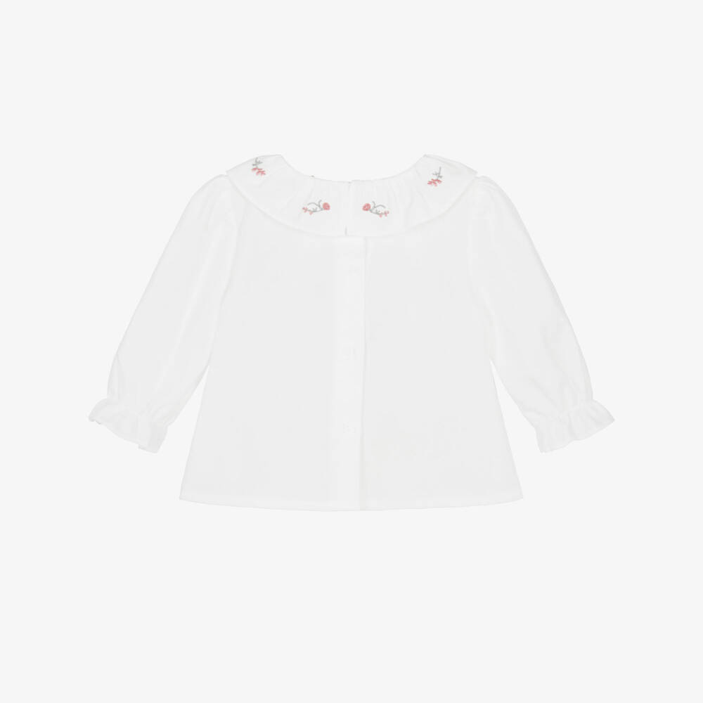 Patachou-Блузка кремовая с цветочным воротником для девочек | Childrensalon Outlet
