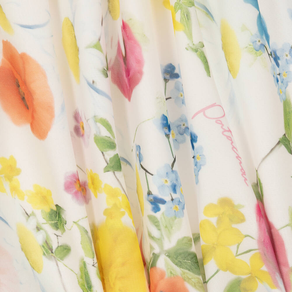 Patachou-فستان أطفال بناتي شيفون لون عاجي بطبعة ورود | Childrensalon Outlet