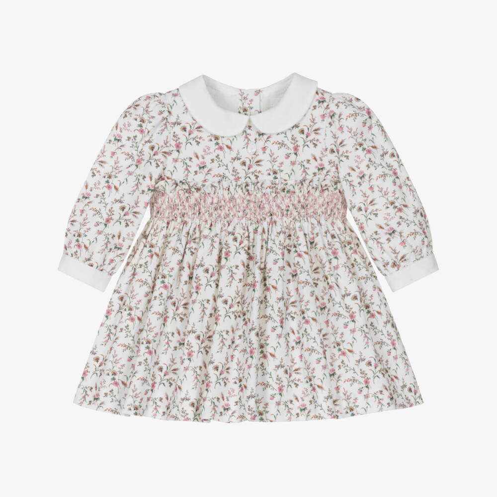 Patachou-Girls Ivory Floral Smocked Dress | Childrensalon Outlet