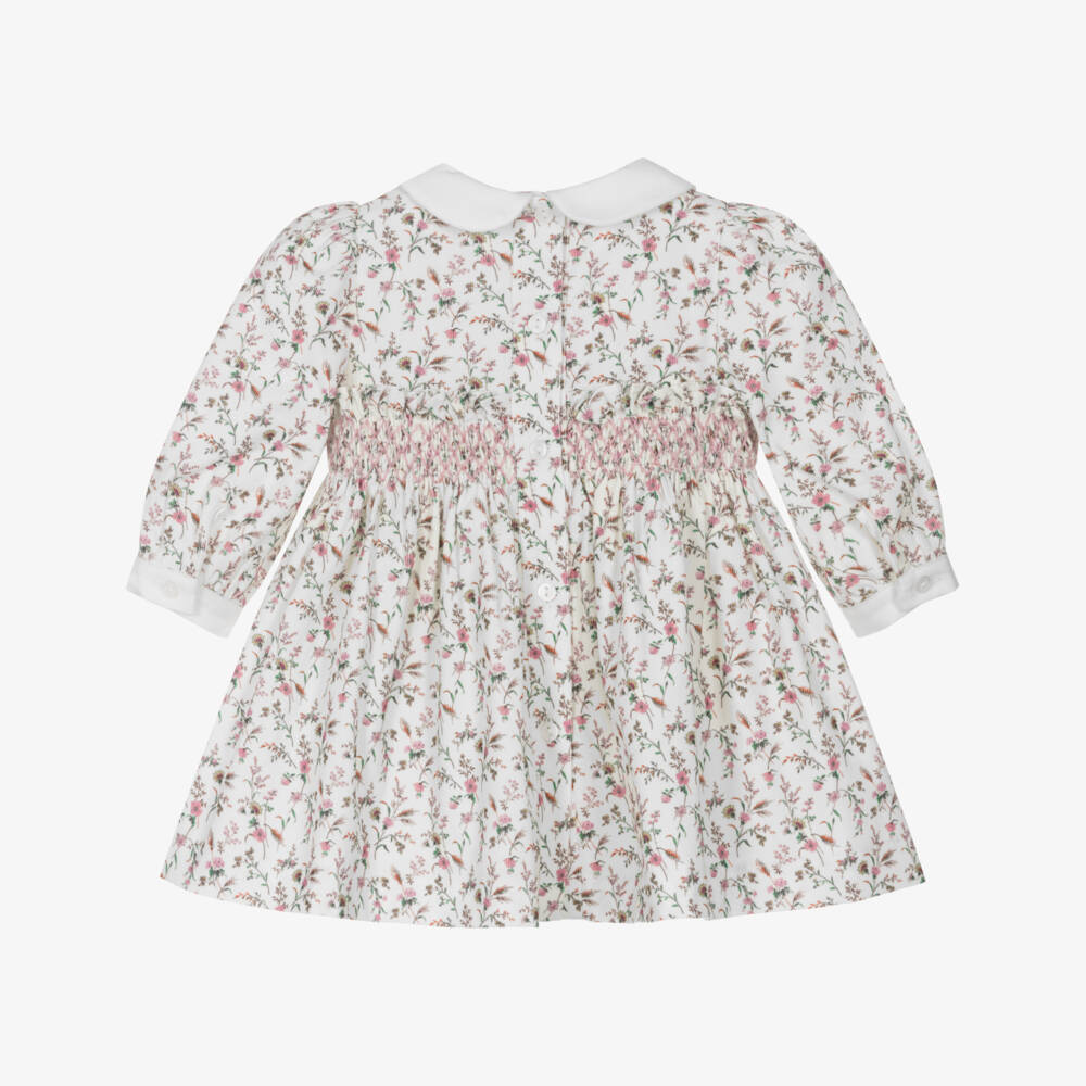 Patachou-Girls Ivory Floral Smocked Dress | Childrensalon Outlet