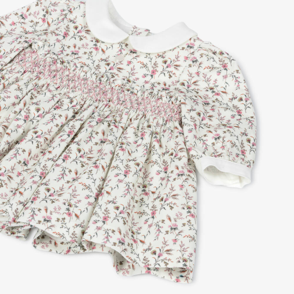 Patachou-Girls Ivory Floral Smocked Dress | Childrensalon Outlet