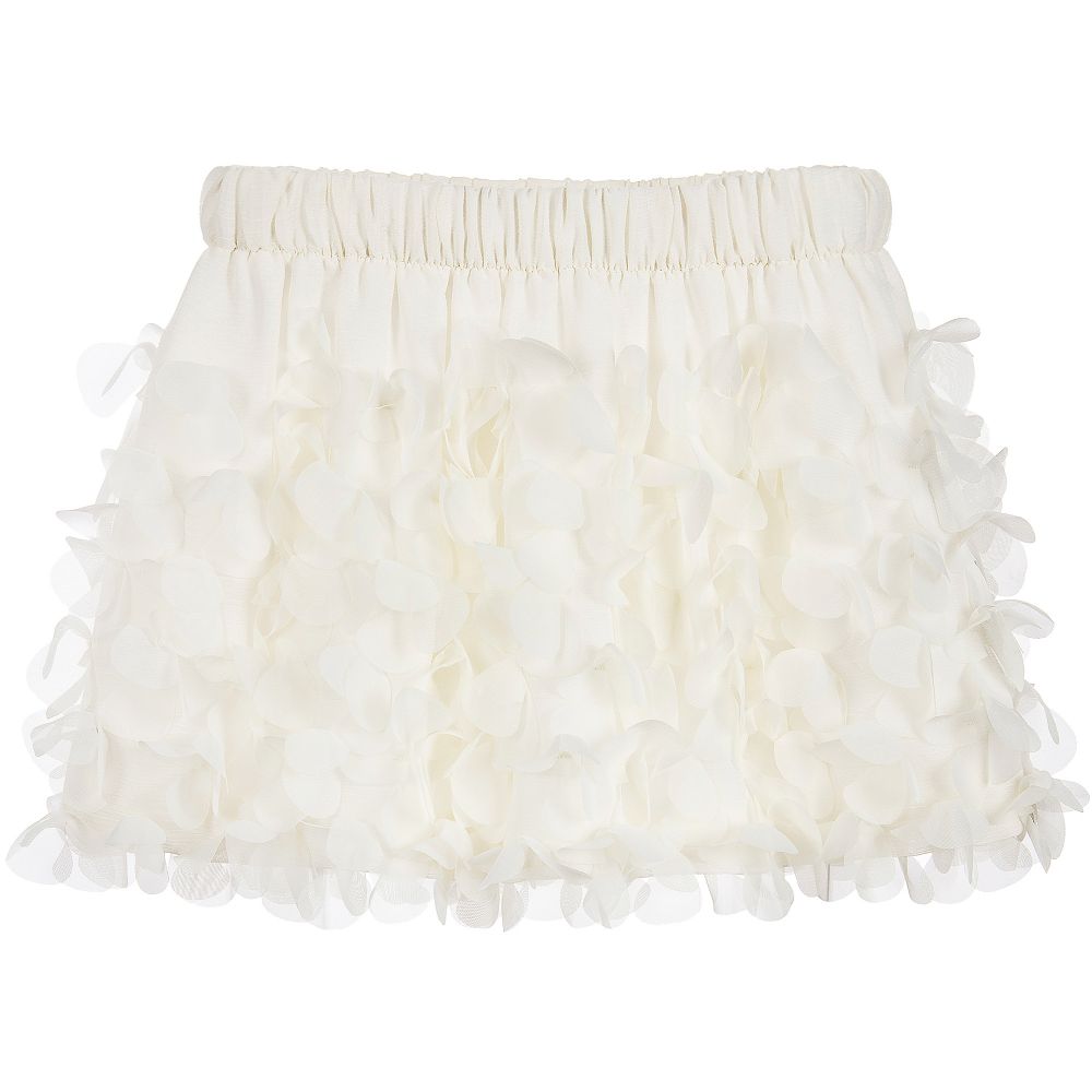Patachou - Girls Ivory Flower Appliqué Skirt  | Childrensalon