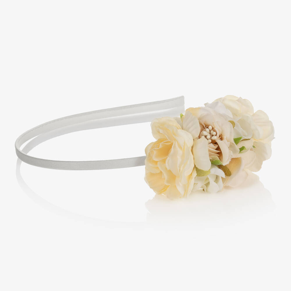 باتاشو-طوق للشعر مزين بورود لون عاجي للبنات | Childrensalon Outlet