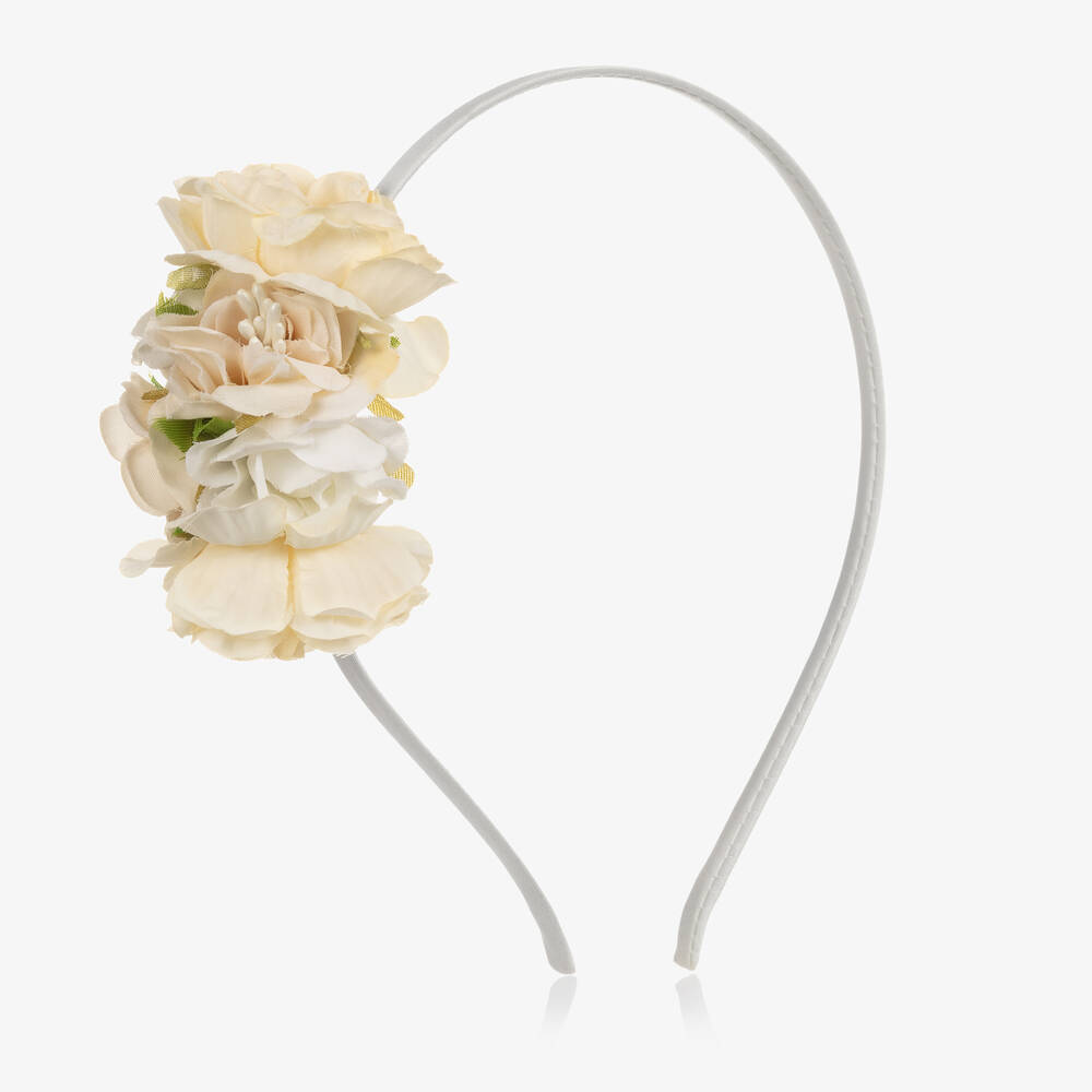 Patachou - Girls Ivory Flower Hairband | Childrensalon