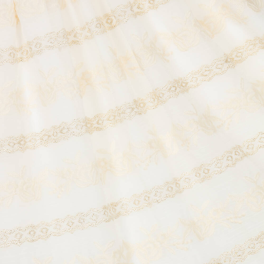 Patachou-فستان شيفون لون عاجي وذهبي | Childrensalon Outlet