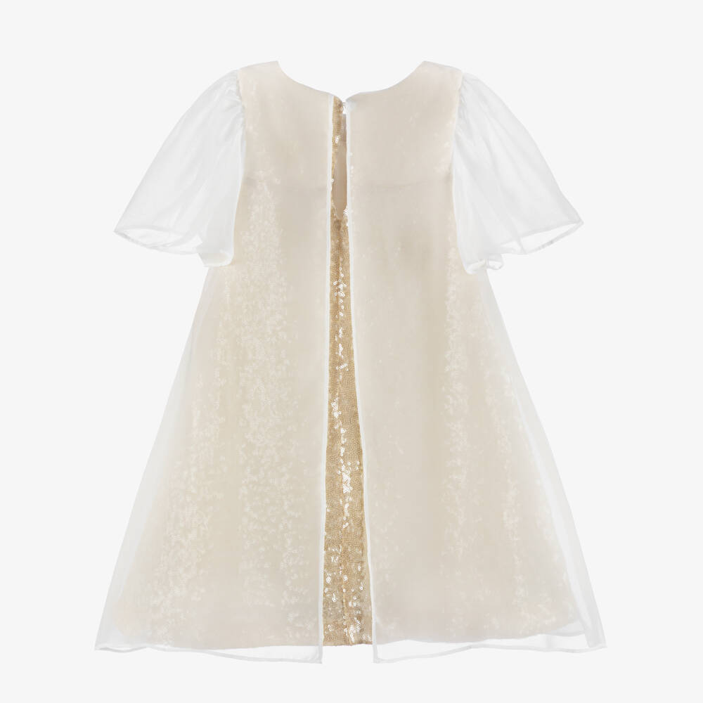 Patachou-Girls Ivory & Gold Sequin Dress | Childrensalon Outlet