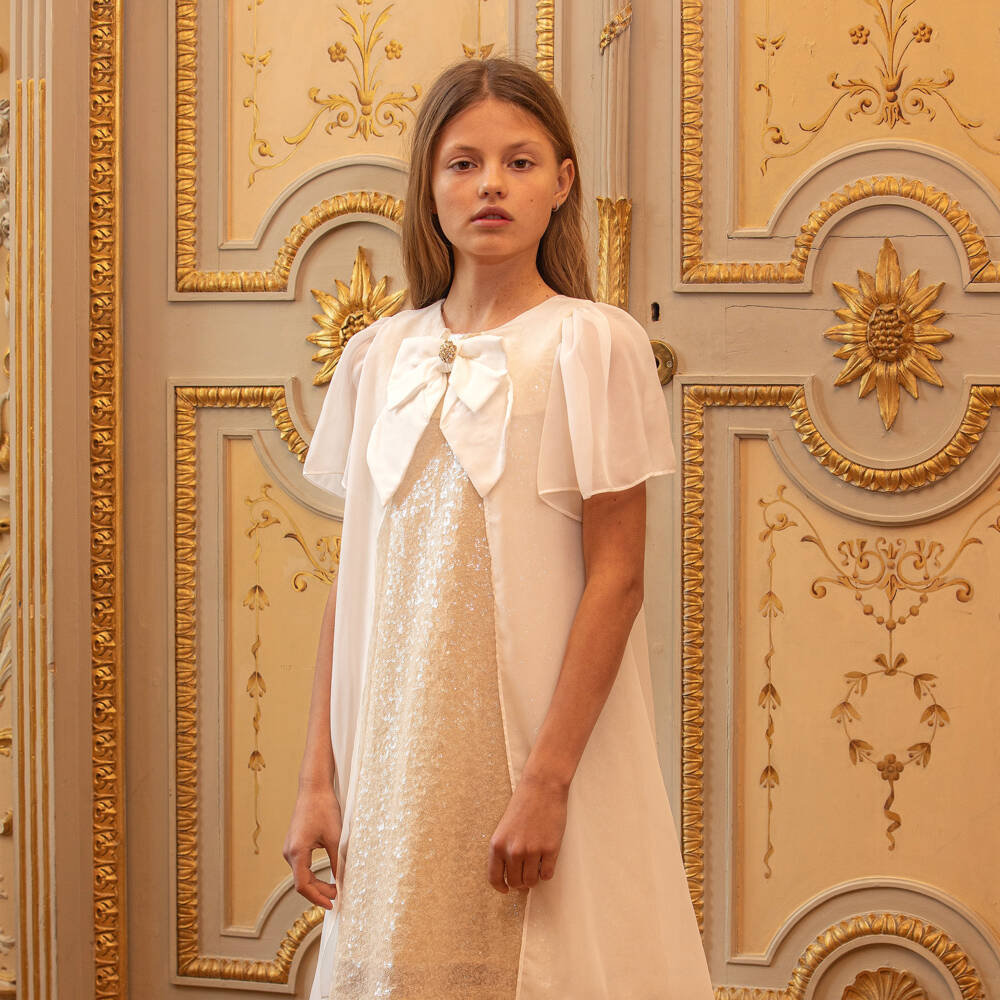 Patachou-Girls Ivory & Gold Sequin Dress | Childrensalon Outlet