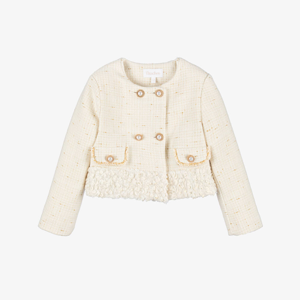 Patachou-Элегантный кремовый твидовый жакет для девочек | Childrensalon Outlet