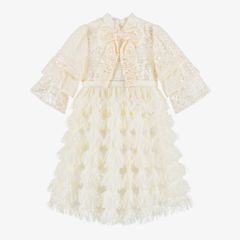 Patachou-Girls Ivory Gown with Sequins | Childrensalon Outlet