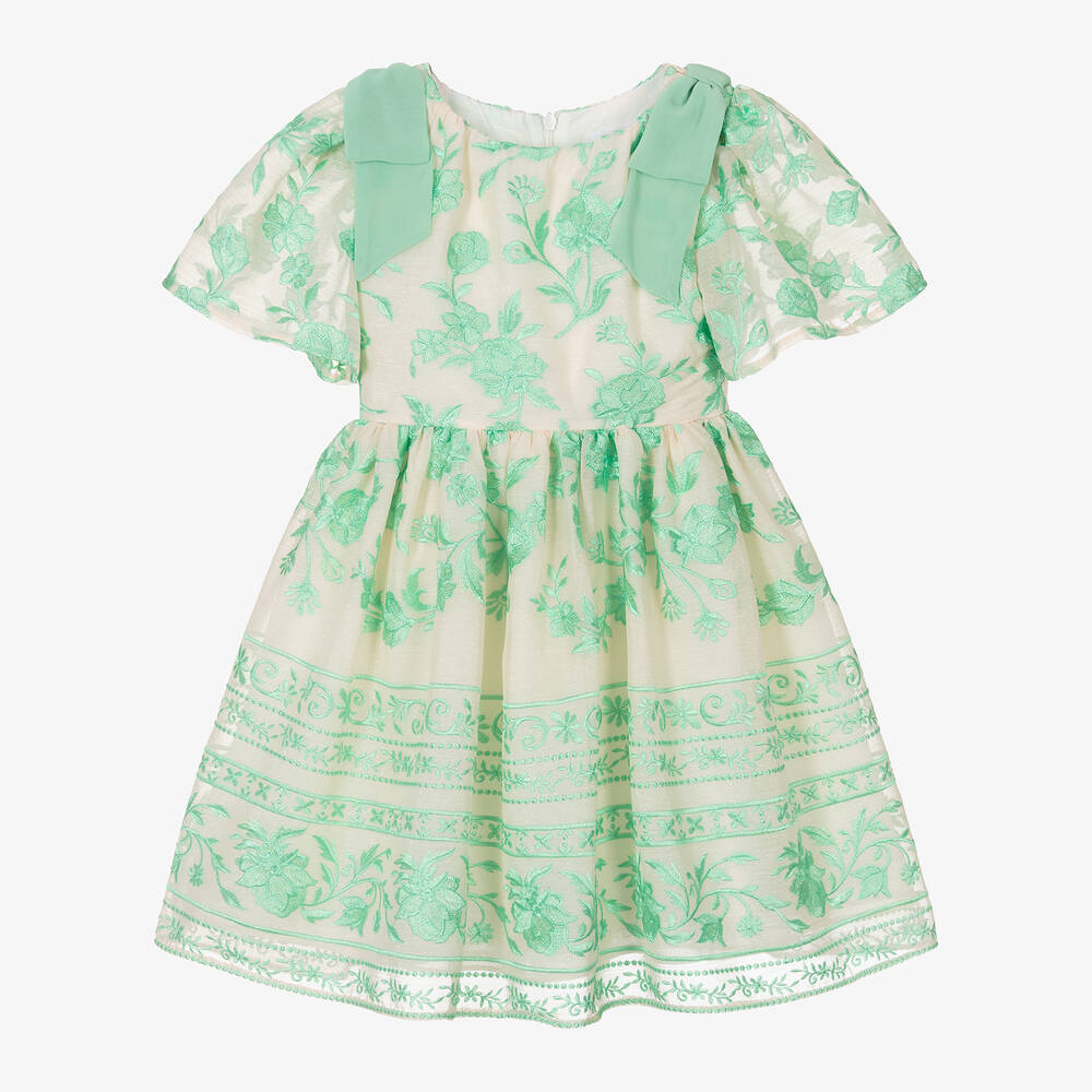 Patachou-Girls Ivory & Green Floral Dress. | Childrensalon Outlet