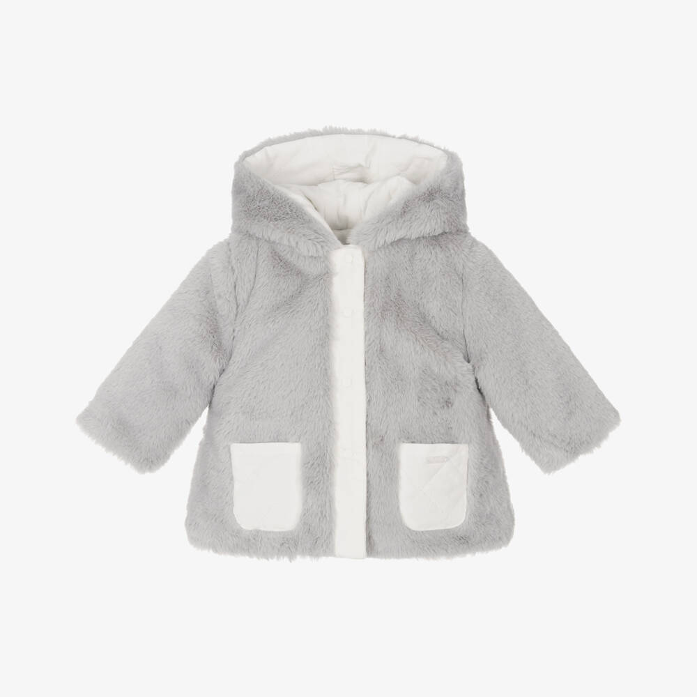 Patachou-Girls Ivory & Grey Dual Coat | Childrensalon Outlet