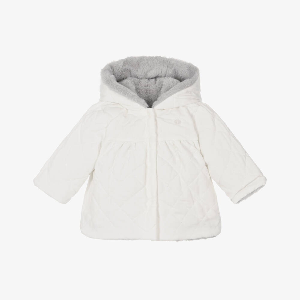 Patachou-Girls Ivory & Grey Dual Coat | Childrensalon Outlet