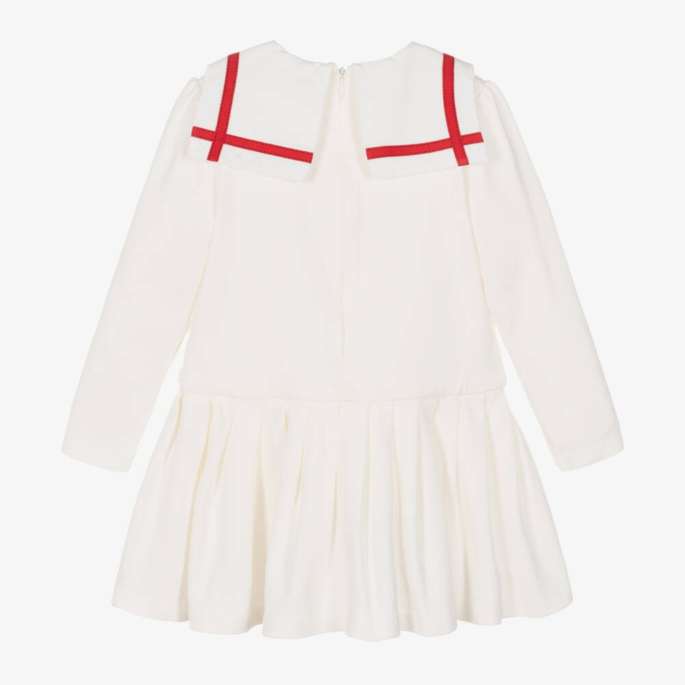 Patachou-Girls Ivory Jersey Sailor Dress | Childrensalon Outlet
