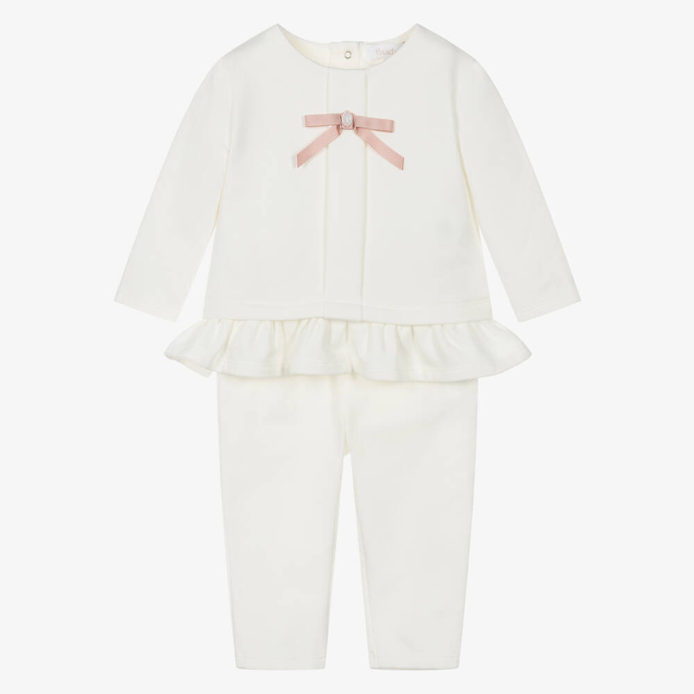 Patachou-Кремовые брюки из джерси с бантом для девочек | Childrensalon Outlet