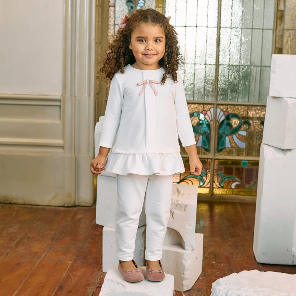 Patachou-Кремовые брюки из джерси с бантом для девочек | Childrensalon Outlet