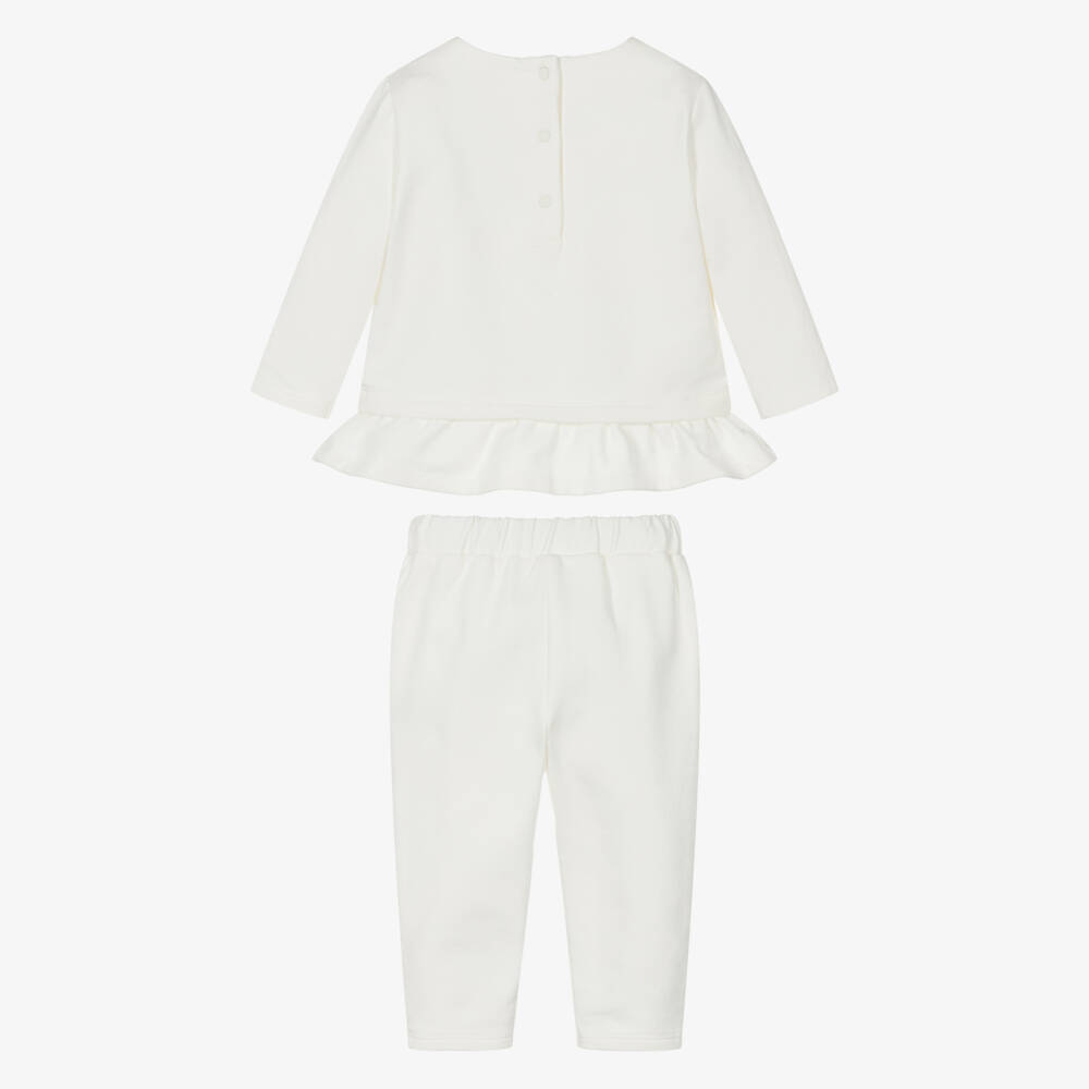 Patachou-Girls Ivory Jersey Trousers with Bow | Childrensalon Outlet