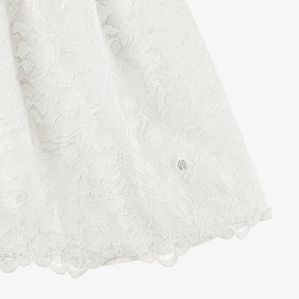 Patachou-Girls Ivory Lace & Black Bow Dress | Childrensalon Outlet