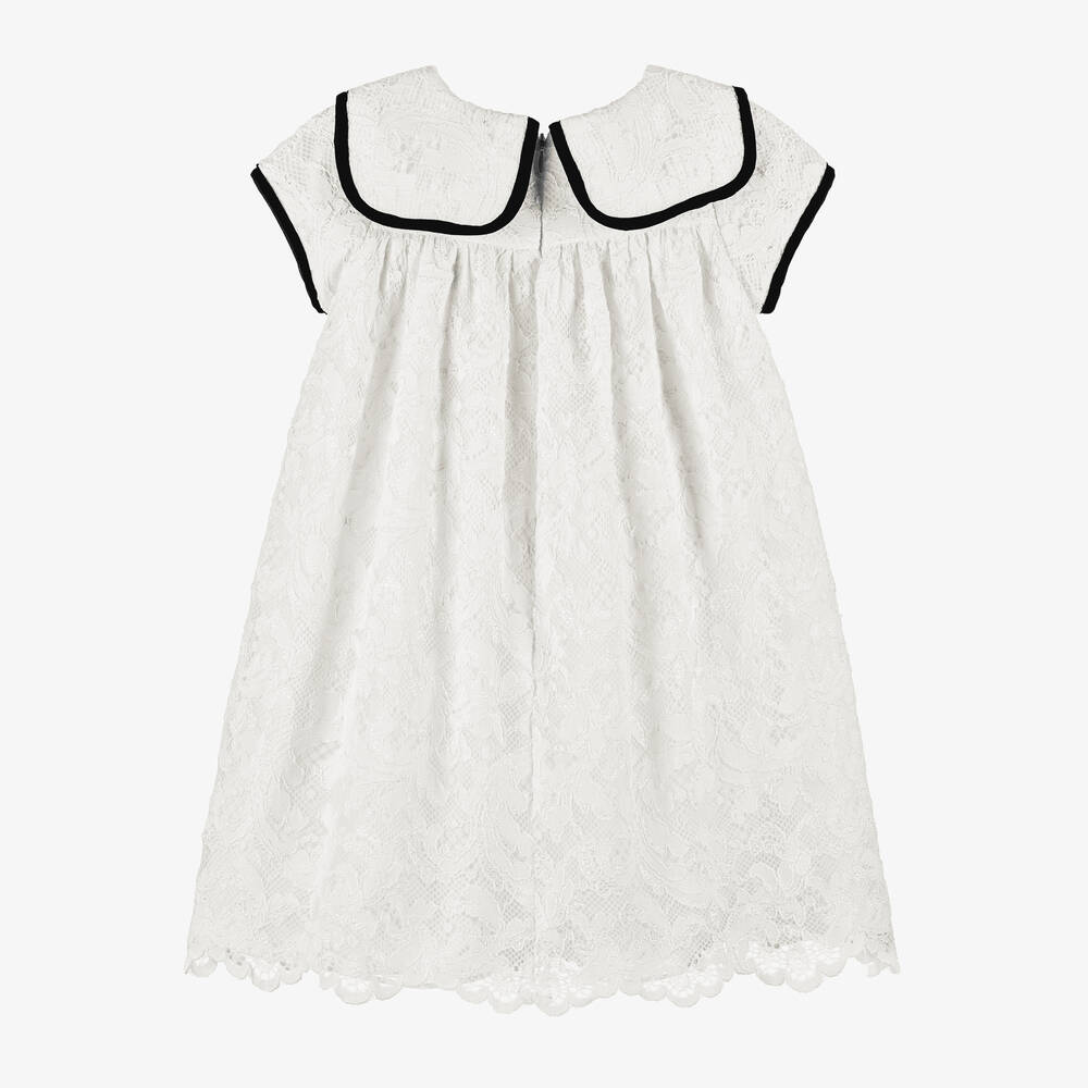 Patachou-Girls Ivory Lace & Black Bow Dress | Childrensalon Outlet