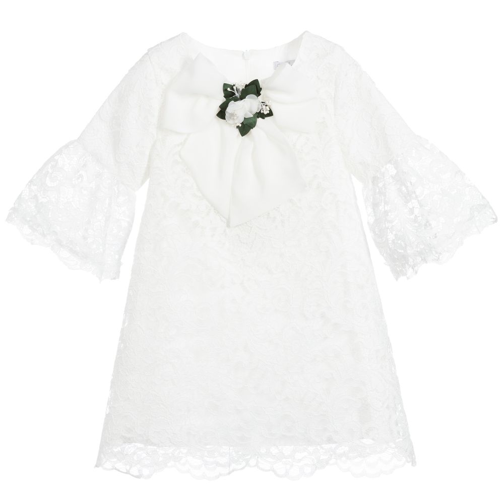 Girls Ivory Lace Dress